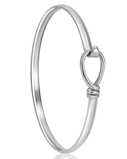 Silver Drop Bangle – Solid 925 Sterling Silver Opening Bracelet for Girls & Women, 4mm Wide