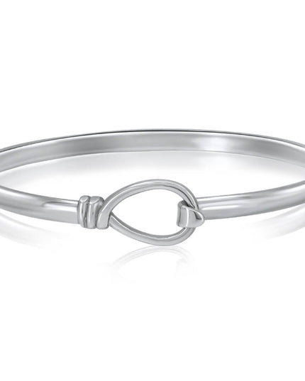 Silver Drop Bangle – Solid 925 Sterling Silver Opening Bracelet for Girls & Women, 4mm Wide