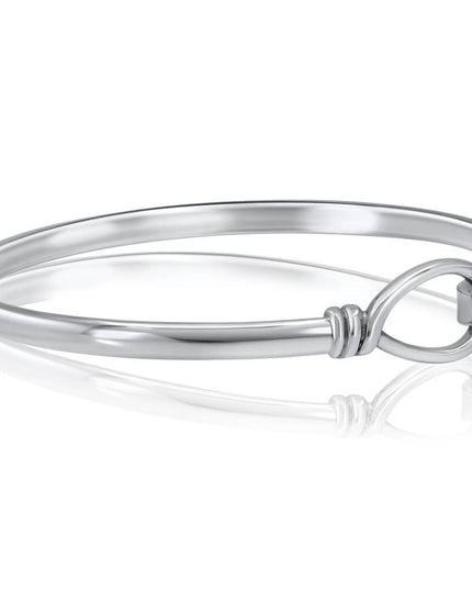 Silver Drop Bangle – Solid 925 Sterling Silver Opening Bracelet for Girls & Women, 4mm Wide