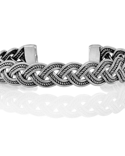 Silver Plait Cuff Bracelet – Solid 925 Sterling Silver Unisex Design