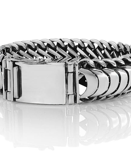 Snake Scales Heavy Bracelet – 925 Sterling Silver Men’s Cuff