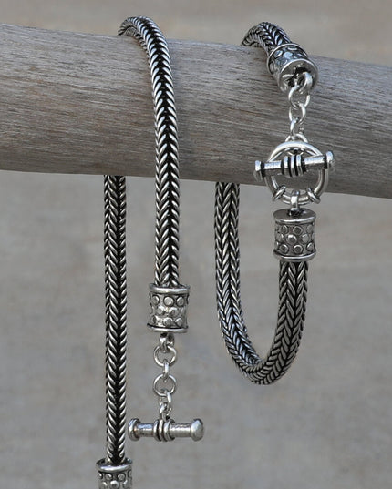 Charming Sterling Silver Bracelet – Solid 925 Toggle Clasp, Unisex, 3.5mm & 5mm (6.5–10”)