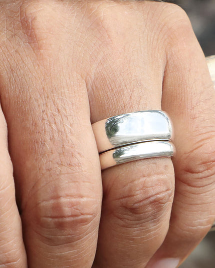 Classic Sterling Silver Band Ring – Solid 925 Silver Wedding Band, 4mm & 8mm Unisex Rings for Men & Women