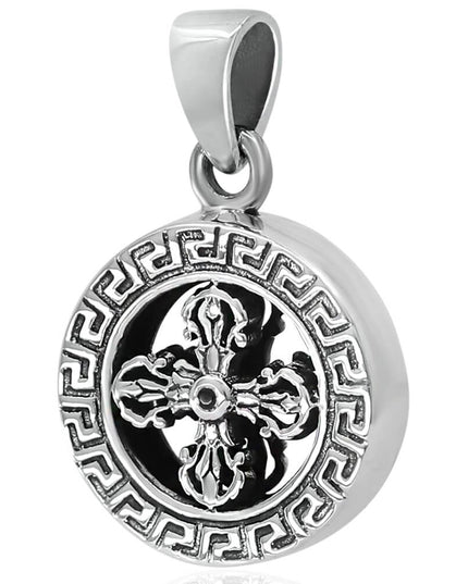 3D Silver Cross Pendant – Solid 925 Sterling Silver with Black Cubic Zirconia