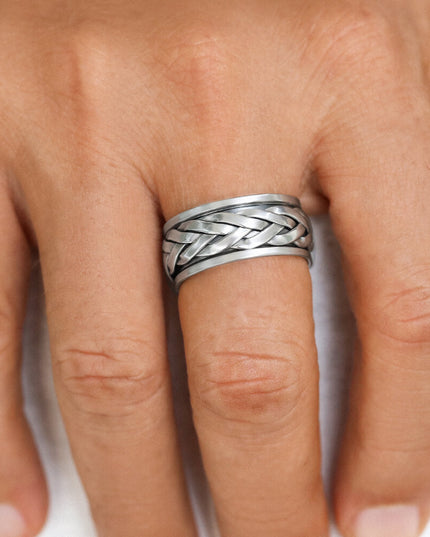 Moving Twist Spinner Ring – 925 Sterling Silver Meditation Ring, Anti-Stress Worry Band for Men & Women