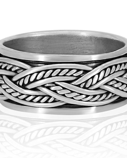 Spinner Plait Ring – High-Quality 925 Sterling Silver Spinner/Worry Ring, 10mm Wide, Sizes 7-15