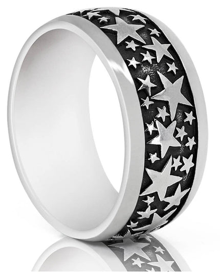 Star Way 925 Sterling Silver Ring – 11.5mm Wide Band, Sizes 8–14, Made in Thailand