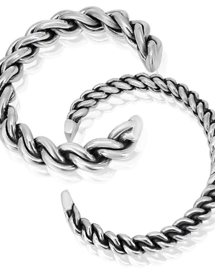 Heavy Power 925 Sterling Silver Twisted Cuff Bracelet – Small 7mm (46g) & Big 12mm (94g), Unisex, Made in Thailand