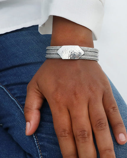 Sterling Trio Bracelet – 925 Sterling Silver Three-Braided Unisex Cuff, 7–10 Inch