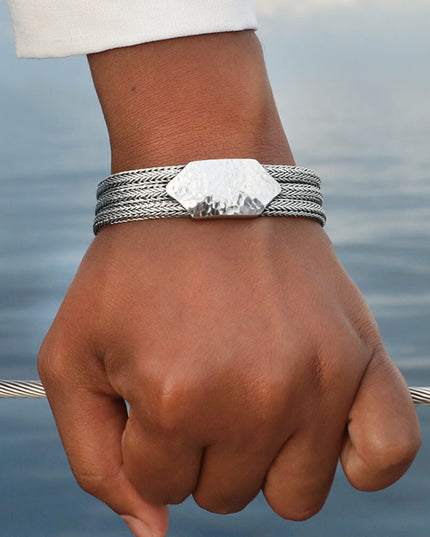 Sterling Trio Bracelet – 925 Sterling Silver Three-Braided Unisex Cuff, 7–10 Inch