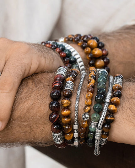 Red Tiger Eye Bracelet – 925 Sterling Silver Natural Gemstone Beads, 6mm 8mm 10mm, Unisex