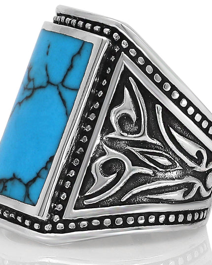 Malachite or Turquoise 925 Sterling Silver Ring – 20x13mm Stone, Sizes 8–15, Made in Thailand