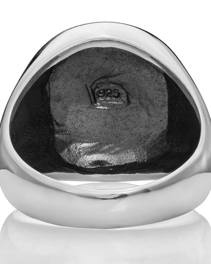 Sterling Silver Cannabis Signet Ring – Solid 925 Men’s Marijuana Leaf Jewelry (18mm)