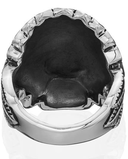 Sterling Silver Apache Indian Chief Ring – Solid 925 Native American Jewelry (33mm, 23–26g)