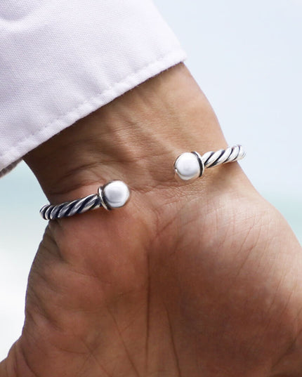 Winding Bangle – 925 Sterling Silver Cuff Bracelet, Unisex, Adjustable M–XL, 5–10” Wrist, High-Quality Gift Included