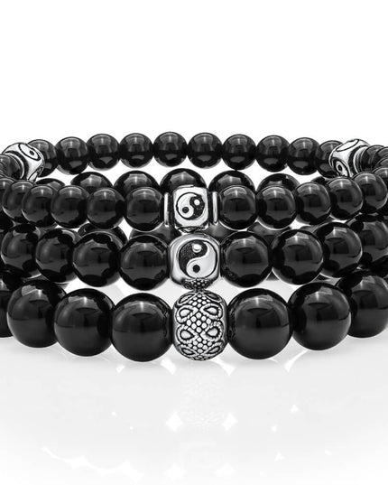 Onyx Beads Bracelet – Elegant Unisex 925 Sterling Silver Beaded Jewelry, 6/8/10MM, Gemstone Bracelet for Men & Women