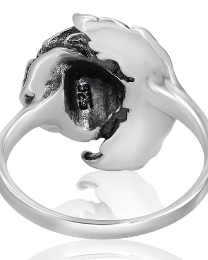 Rose Ring – 925 Sterling Silver 3D Floral Ring for Women, Elegant Adjustable Band Jewelry