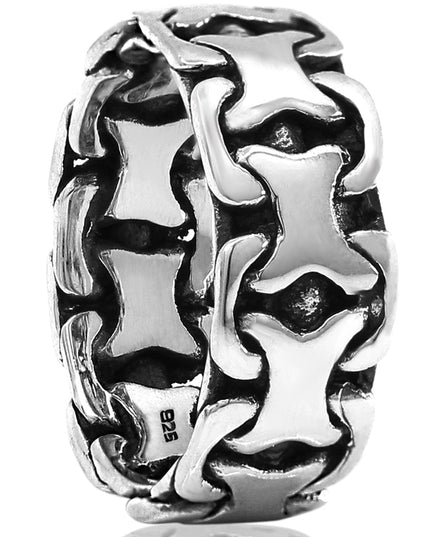 X Ring 925 Sterling Silver – 9mm Wide Band, Sizes 7–14, Made in Thailand