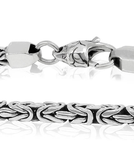 Woven Rope 925 Sterling Silver Byzantine Chain Necklace – 3mm, 4mm & 5mm Thickness, Lobster Clasp, Lengths 18–30", Made in Thailand