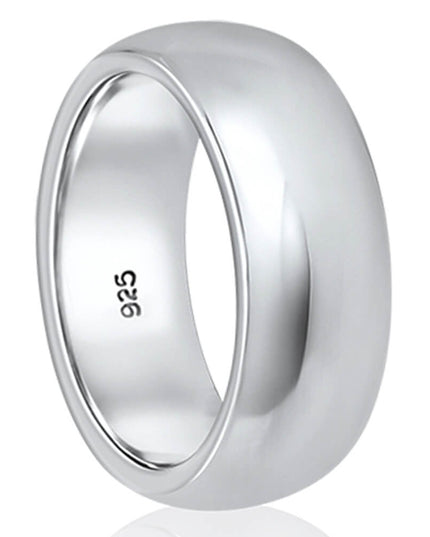 Classic Sterling Silver Band Ring – Solid 925 Silver Wedding Band, 4mm & 8mm Unisex Rings for Men & Women