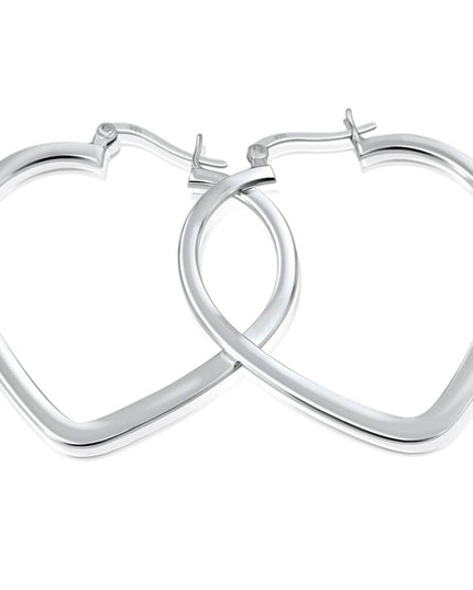 Sterling Hearts Hoop Earrings – 925 Sterling Silver, 39mm x 41mm, Latch Back, Lightweight Pair for Women