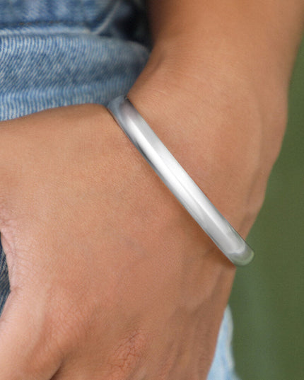 Silver Curve 925 Sterling Silver Cuff Bracelet – 7mm & 10mm Wide, Unisex Adjustable, Made in Thailand