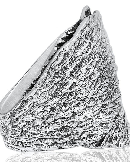 Leaf Embrace Ring – Wide Wrapped Leaf Design in 925 Sterling Silver, Adjustable Women’s Statement Ring