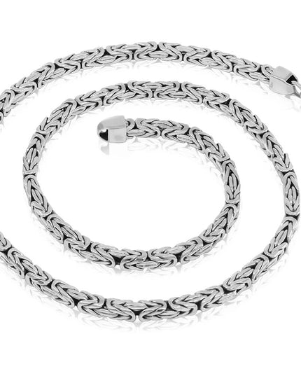 Woven Rope 925 Sterling Silver Byzantine Chain Necklace – 3mm, 4mm & 5mm Thickness, Lobster Clasp, Lengths 18–30", Made in Thailand