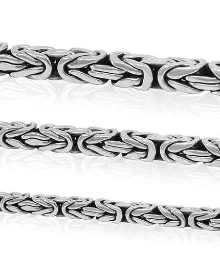 Woven Rope 925 Sterling Silver Byzantine Chain Necklace – 3mm, 4mm & 5mm Thickness, Lobster Clasp, Lengths 18–30", Made in Thailand