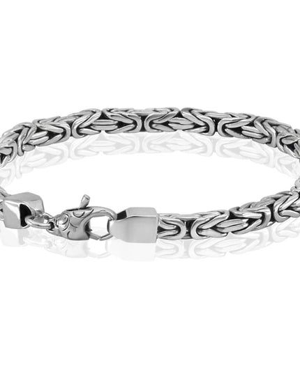 Woven Rope 925 Sterling Silver Byzantine Bracelet – 5mm Thick, Lobster Clasp, Sizes 6.5–10.5, Made in Thailand