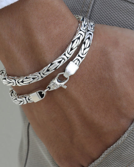 Woven Rope 925 Sterling Silver Byzantine Bracelet – 5mm Thick, Lobster Clasp, Sizes 6.5–10.5, Made in Thailand