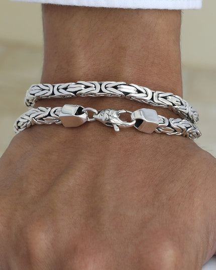Woven Rope 925 Sterling Silver Byzantine Bracelet – 5mm Thick, Lobster Clasp, Sizes 6.5–10.5, Made in Thailand