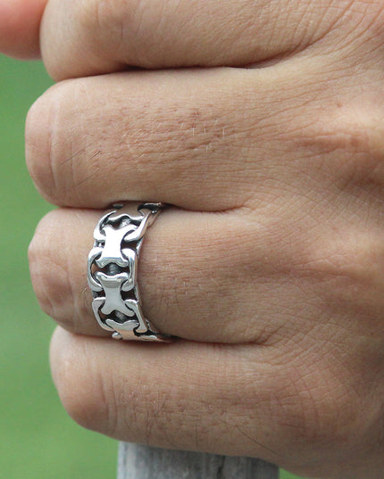 X Ring 925 Sterling Silver – 9mm Wide Band, Sizes 7–14, Made in Thailand