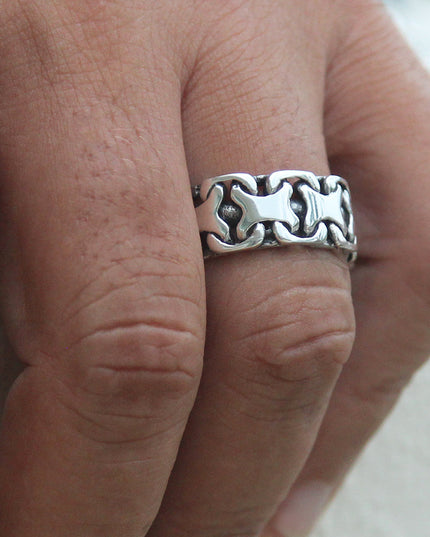 X Ring 925 Sterling Silver – 9mm Wide Band, Sizes 7–14, Made in Thailand