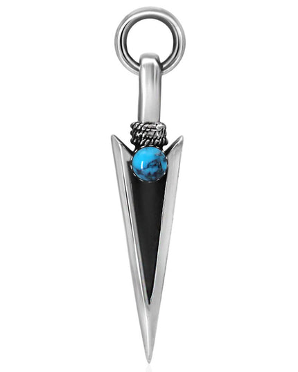 Sterling Silver Arrowhead Pendant with Turquoise – Solid 925 (41mm)