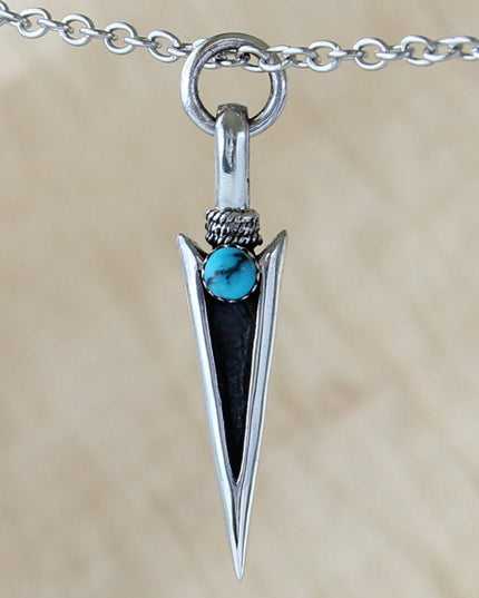 Sterling Silver Arrowhead Pendant with Turquoise – Solid 925 (41mm)