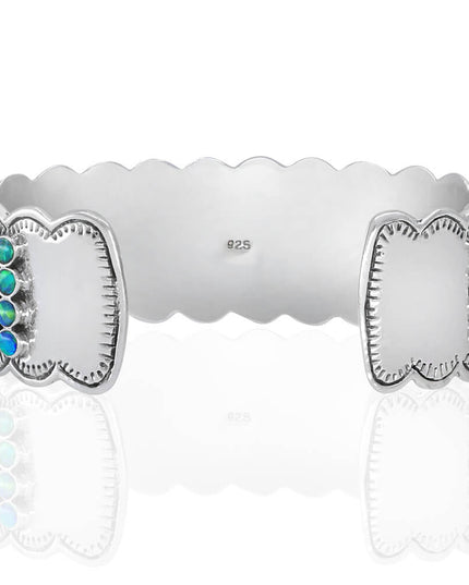 Blue Queen Opal Cuff Bracelet – Sterling Silver Handmade Unisex Design