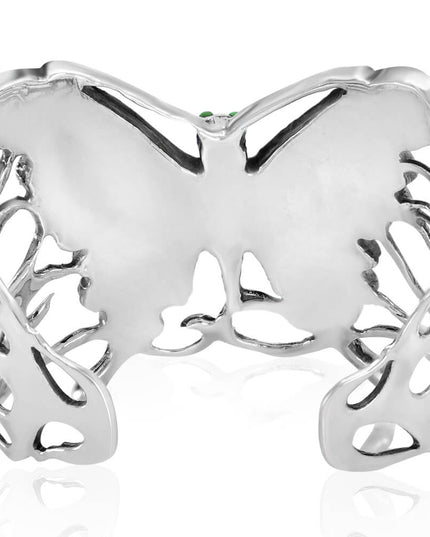 Multicolor Butterfly Cuff Bracelet – 925 Sterling Silver with Genuine Gemstones