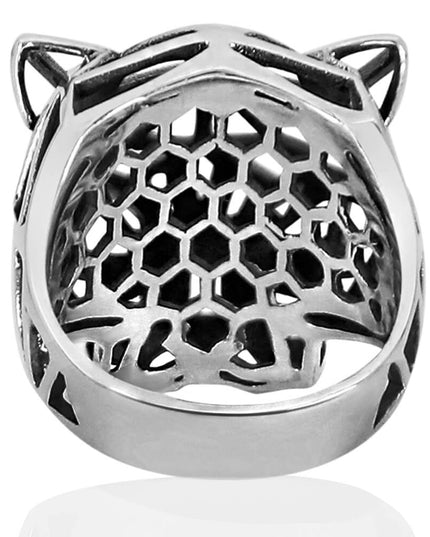 Silver Panther 925 Sterling Silver Abstract Panther Ring – Sizes 8–14, Made in Thailand