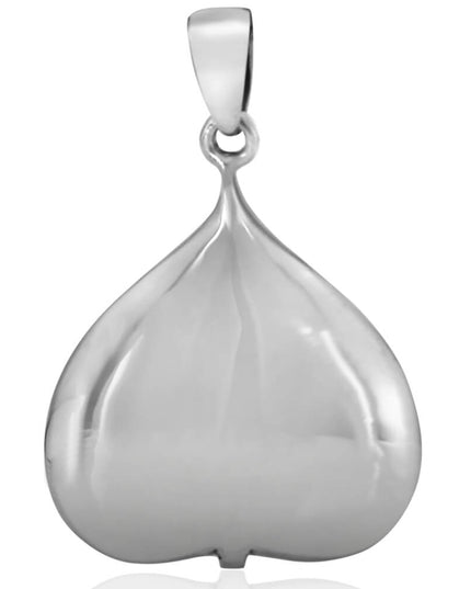 Om on Leaf 925 Sterling Silver Pendant – 42x34mm, 18g, Made in Thailand