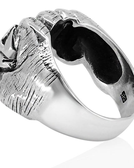 Silver Fist 925 Sterling Silver Heavy Ring – Bold 0.7" x 0.9" Front, Sizes 8–15, Made in Thailand