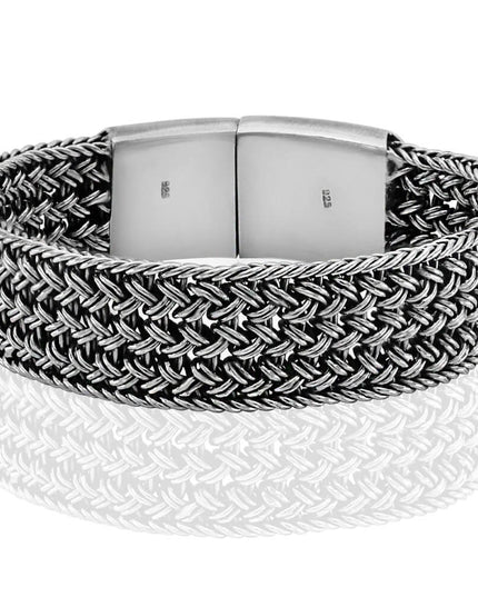 Silver Flora Bracelet – Unique 925 Sterling Silver Wide Design