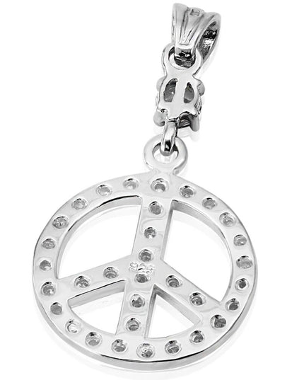 Crystal Peace 925 Sterling Silver Pendant with White Cubic Zirconia – 25mm Round, 7g, Made in Thailand