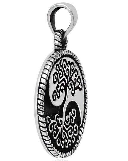 Tree of Life 925 Sterling Silver Pendant – 28mm Round, 11.5g, Made in Thailand