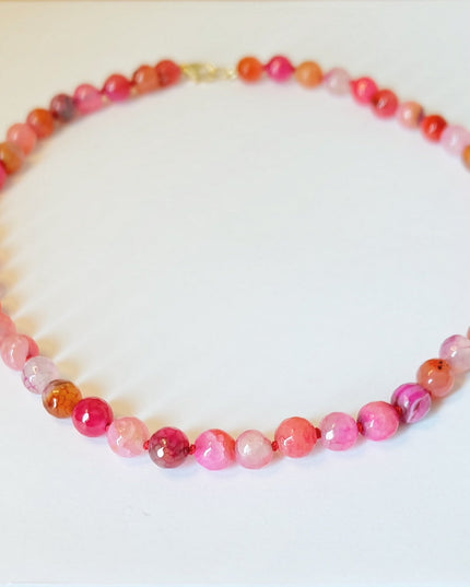 Beaded Red Agate Necklace – 18" Hand-Knotted with 14K Gold-Filled Clasp