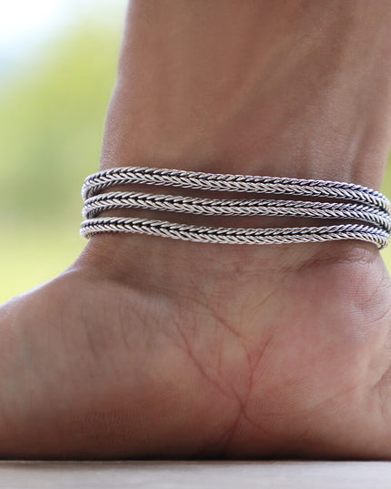 The Trinity 925 Sterling Silver Braided Bracelet – 9mm Wide, 27–44g, Unisex, Made in Thailand