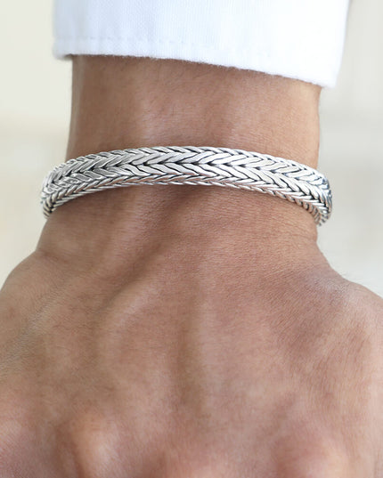 Small & Big 925 Sterling Silver Men’s Bracelet – 6.3mm & 8mm Options, Double-Lock, Sizes 7–10.5, Made in Thailand