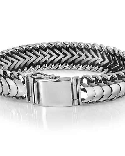 Snake Scales Heavy Bracelet – 925 Sterling Silver Men’s Cuff