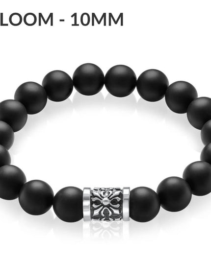 Matte Onyx Beaded Bracelet – 925 Sterling Silver, Unisex, 6/8/10MM Beads, S–XL, Elegant Gemstone Jewelry, Gift Included