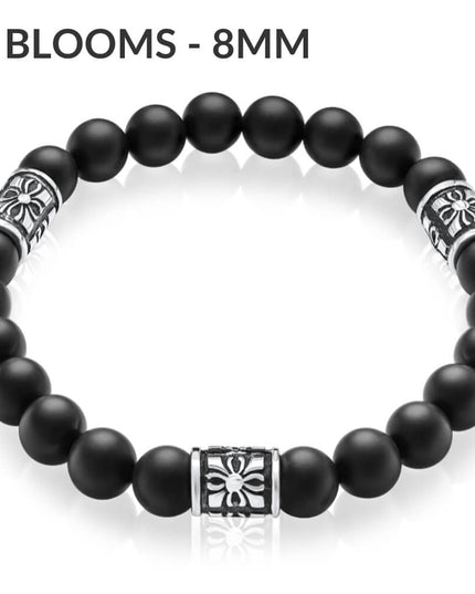 Matte Onyx Beaded Bracelet – 925 Sterling Silver, Unisex, 6/8/10MM Beads, S–XL, Elegant Gemstone Jewelry, Gift Included